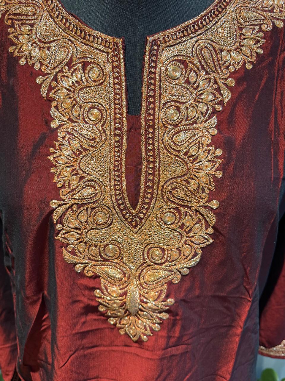 Maroon Paper Silk Coord Set