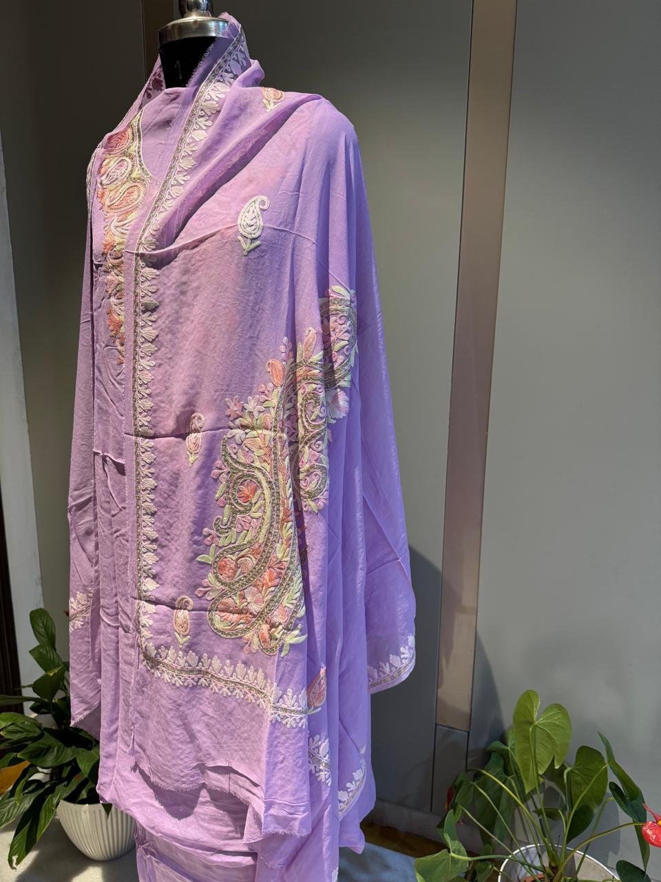 Lilac Pure Georgette Full Suit Set