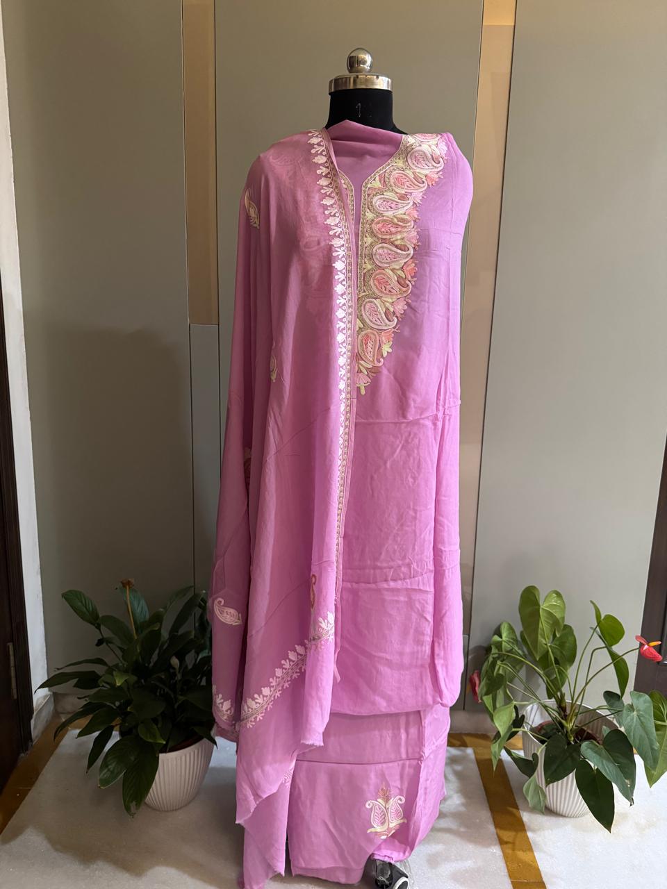 Pink Pure Georgette Full Suit Set