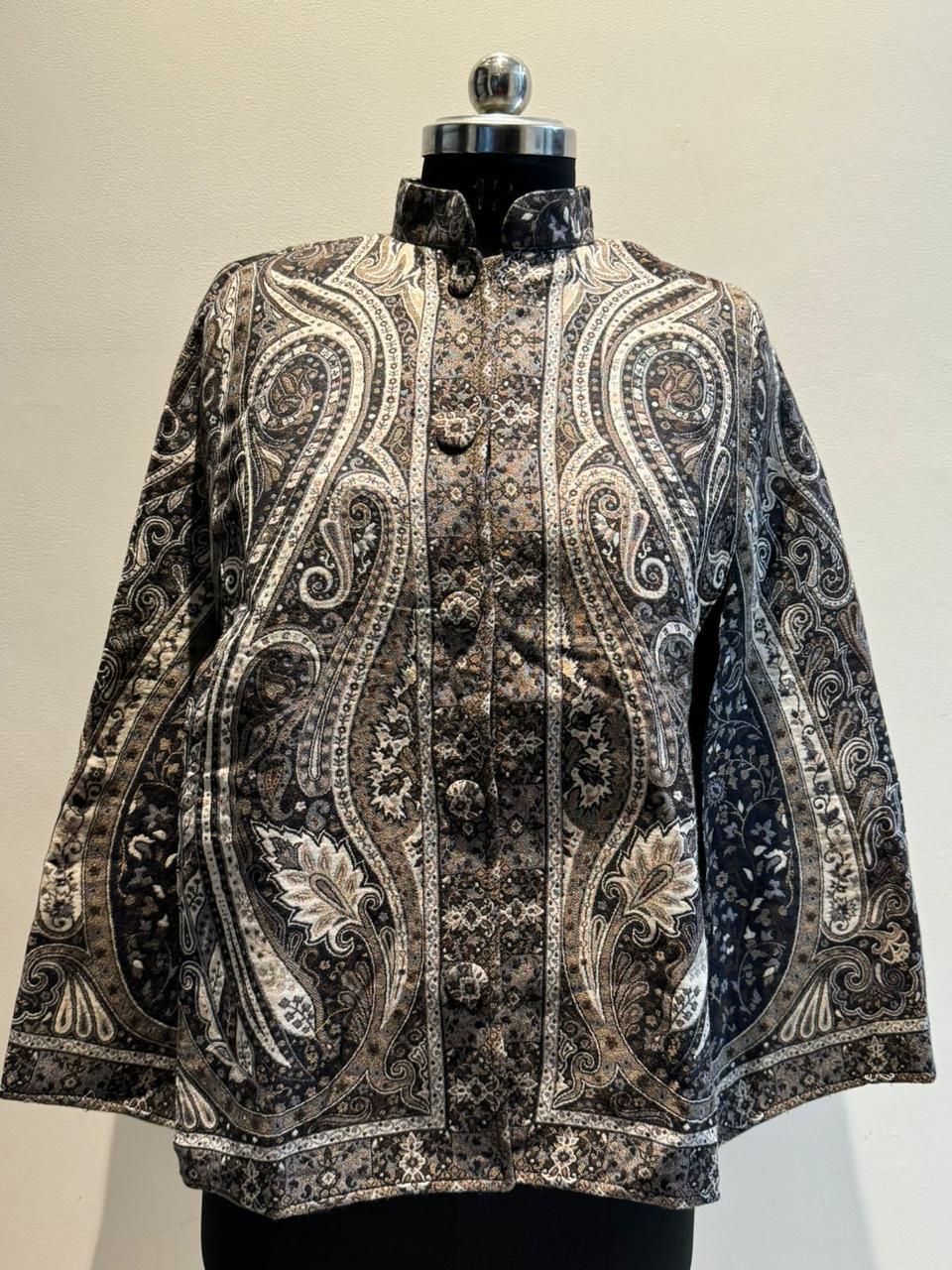 Black Kalamkari Cape Style Coat