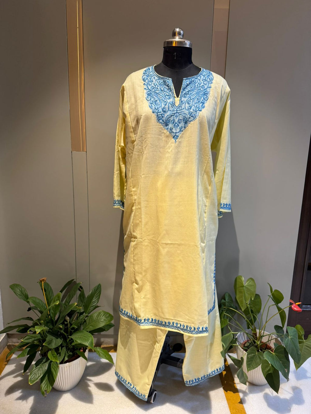 Cream Cotton Ari Handwork Coord Set
