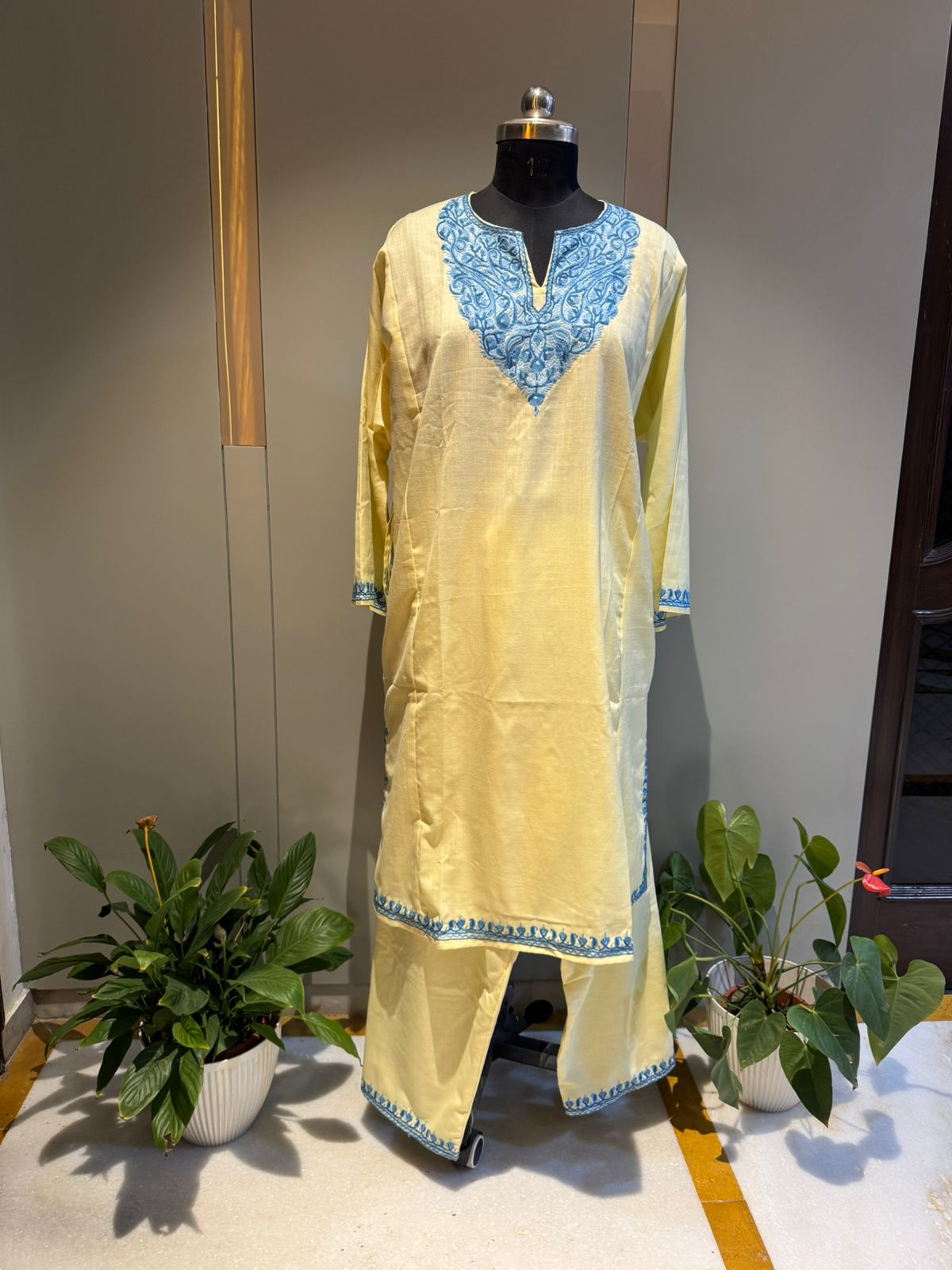 Cream Cotton Ari Handwork Coord Set