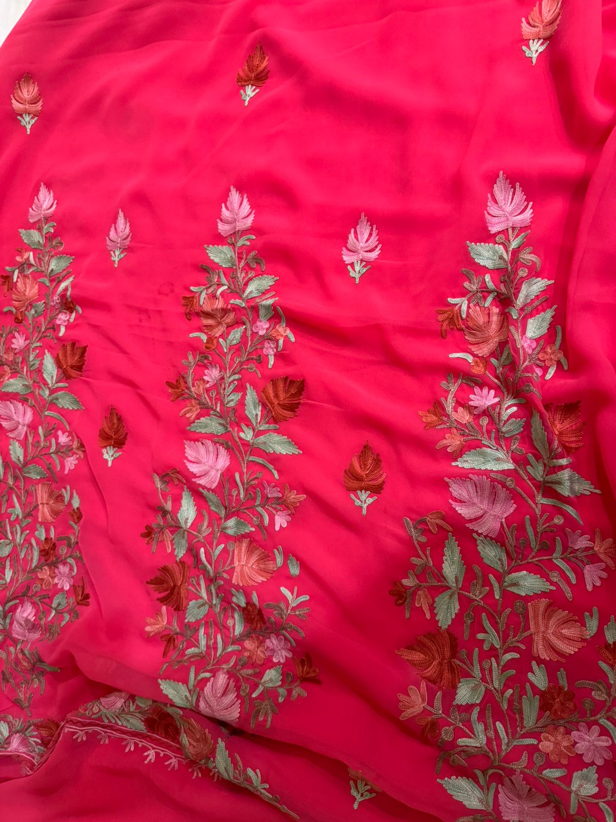 Fuscia Pink Georgette Ari Saree