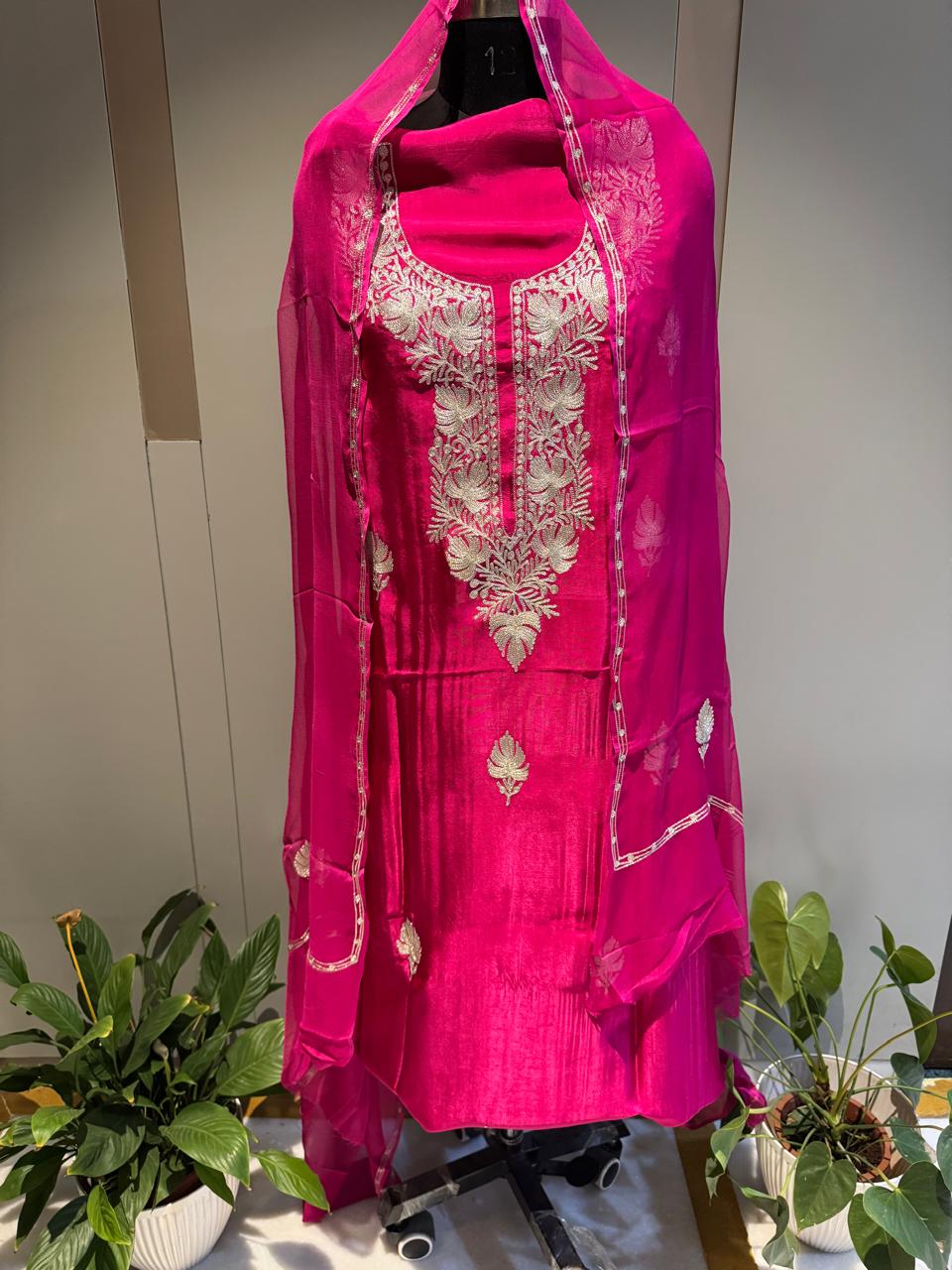 Fuscia Pink Upada Full Suit Set