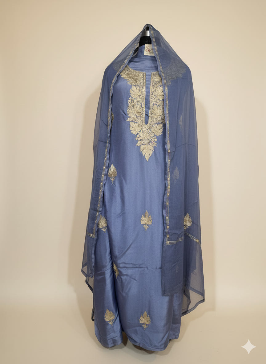 Upada full suit sets (Tilla Embroidery) with pure chiffon duppatta