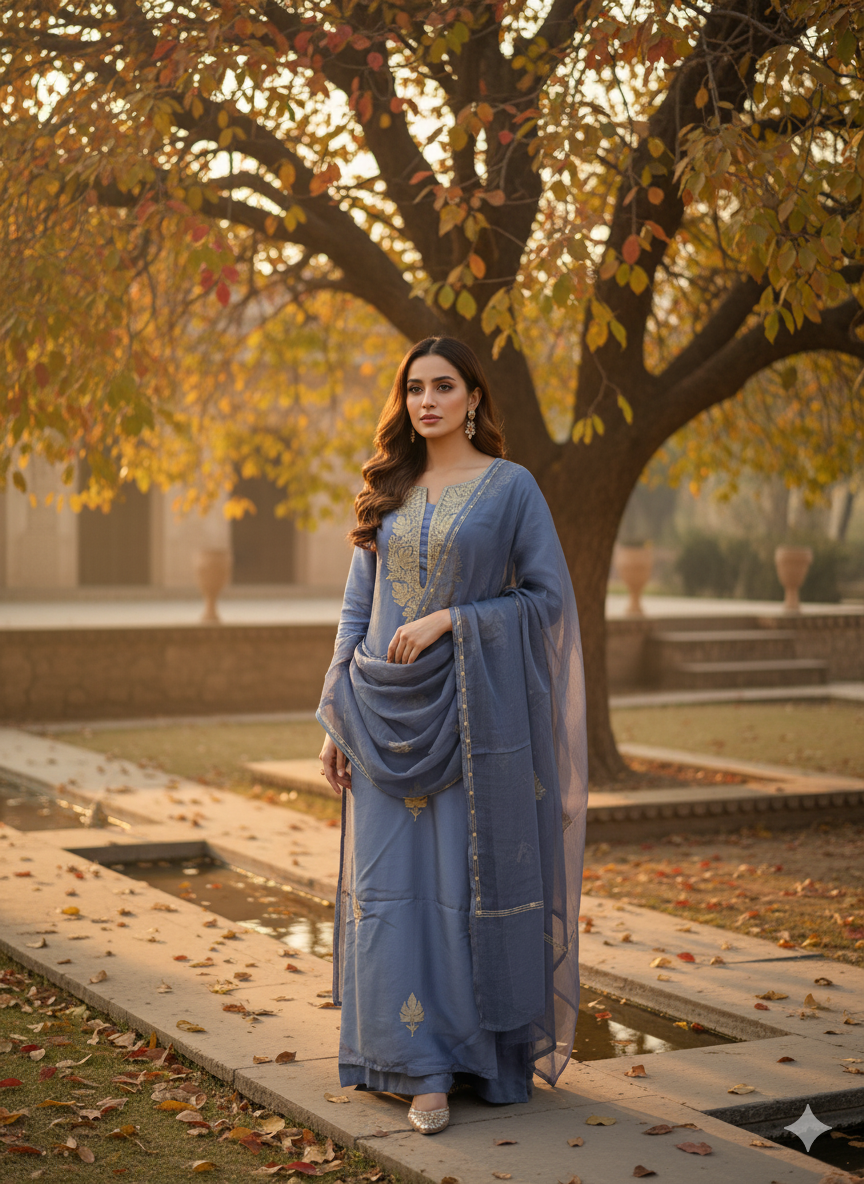 Upada full suit sets (Tilla Embroidery) with pure chiffon duppatta