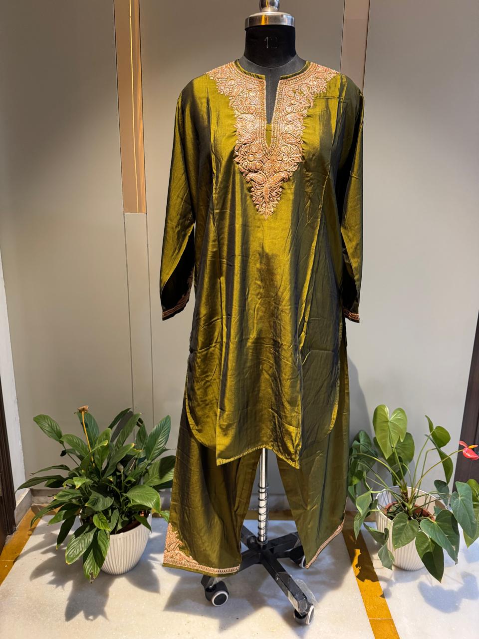 Green Paper Silk Coord Set