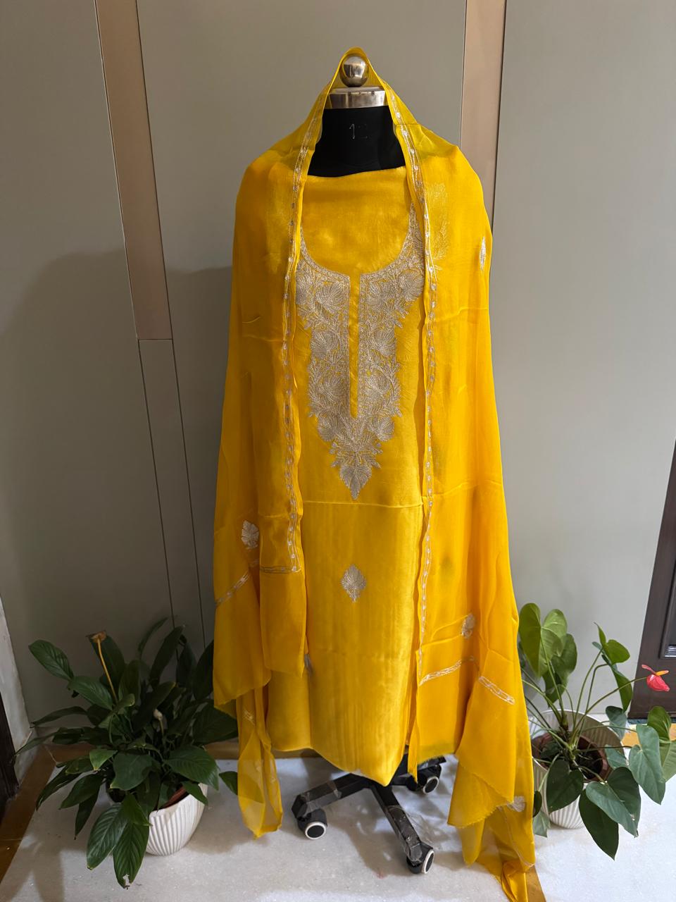 Mango Yellow Upada Full Suit Set