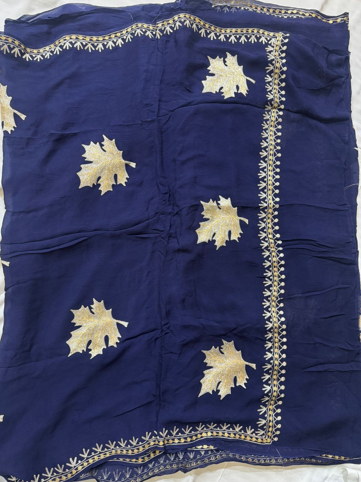 Navy Blue Chinar Tilla Saree
