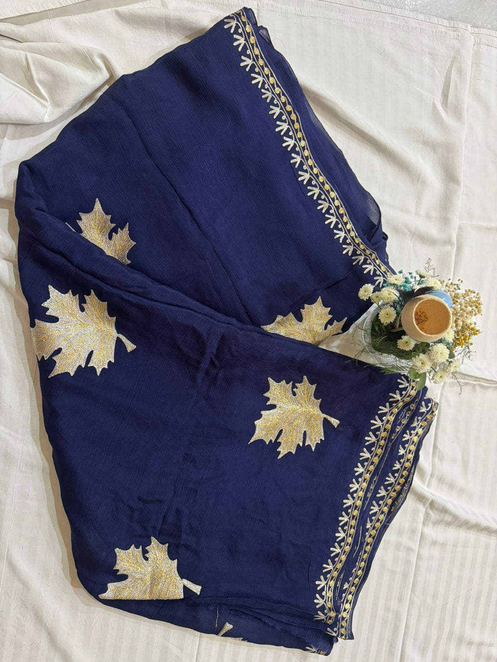 Navy Blue Chinar Tilla Saree