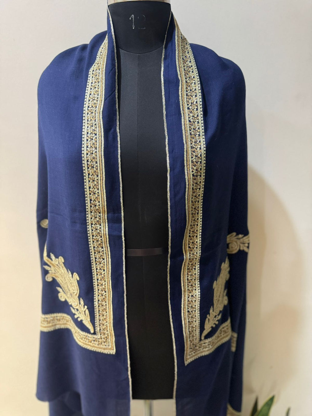 Navy Blue Tilla Embroidery Shawl