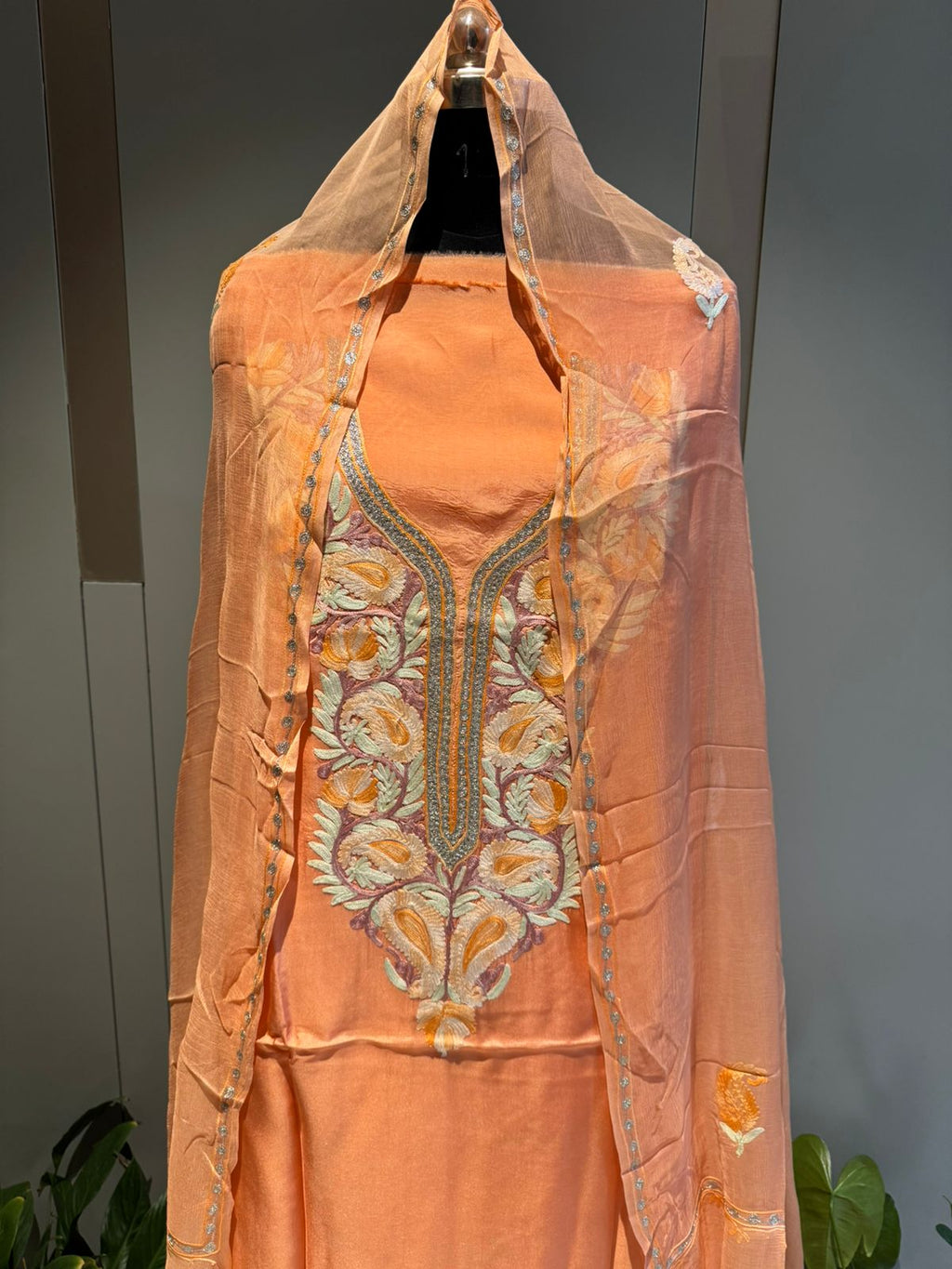 Peach Upada Full Suit Set