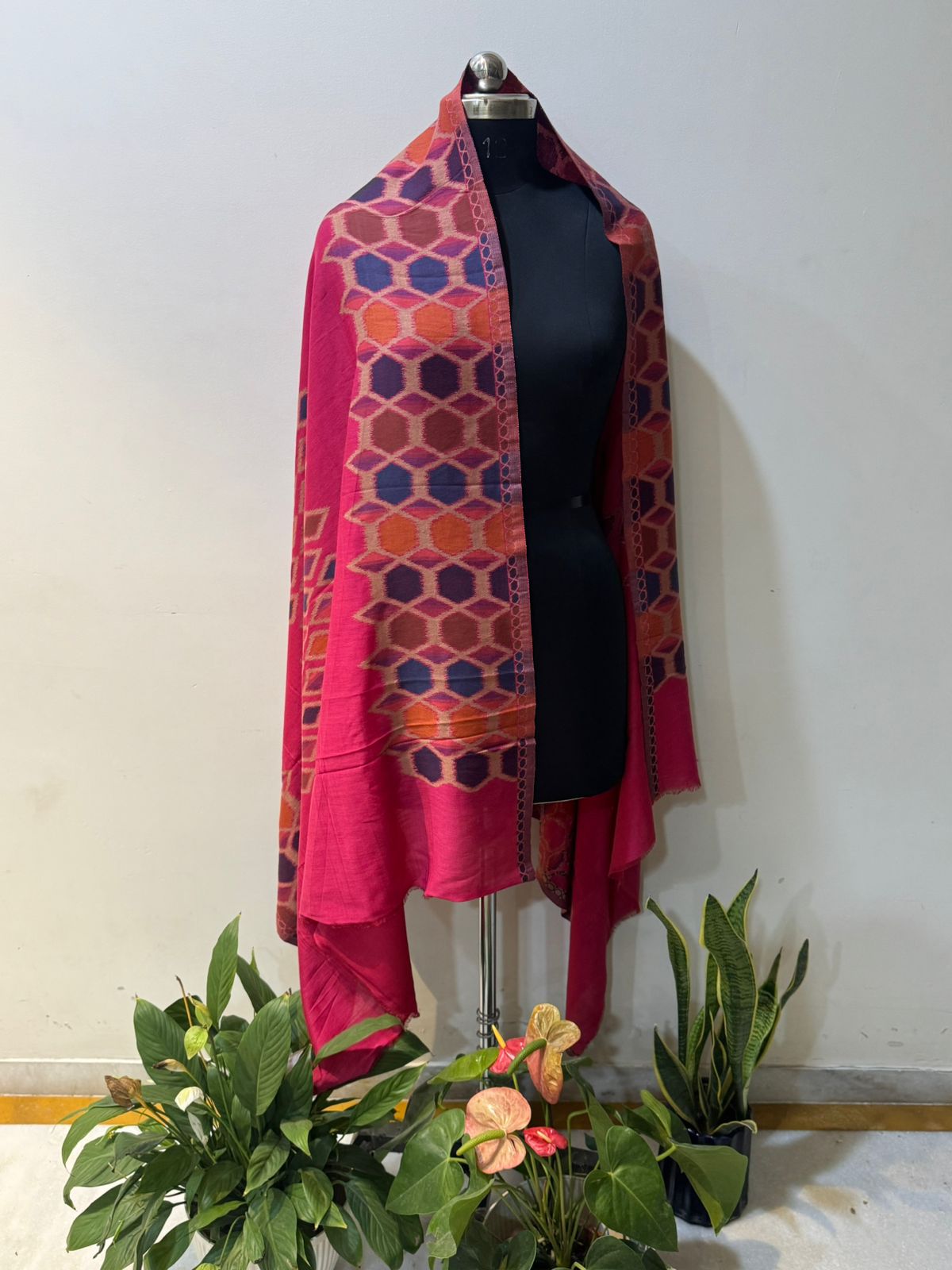Pink Honeycomb Shawl