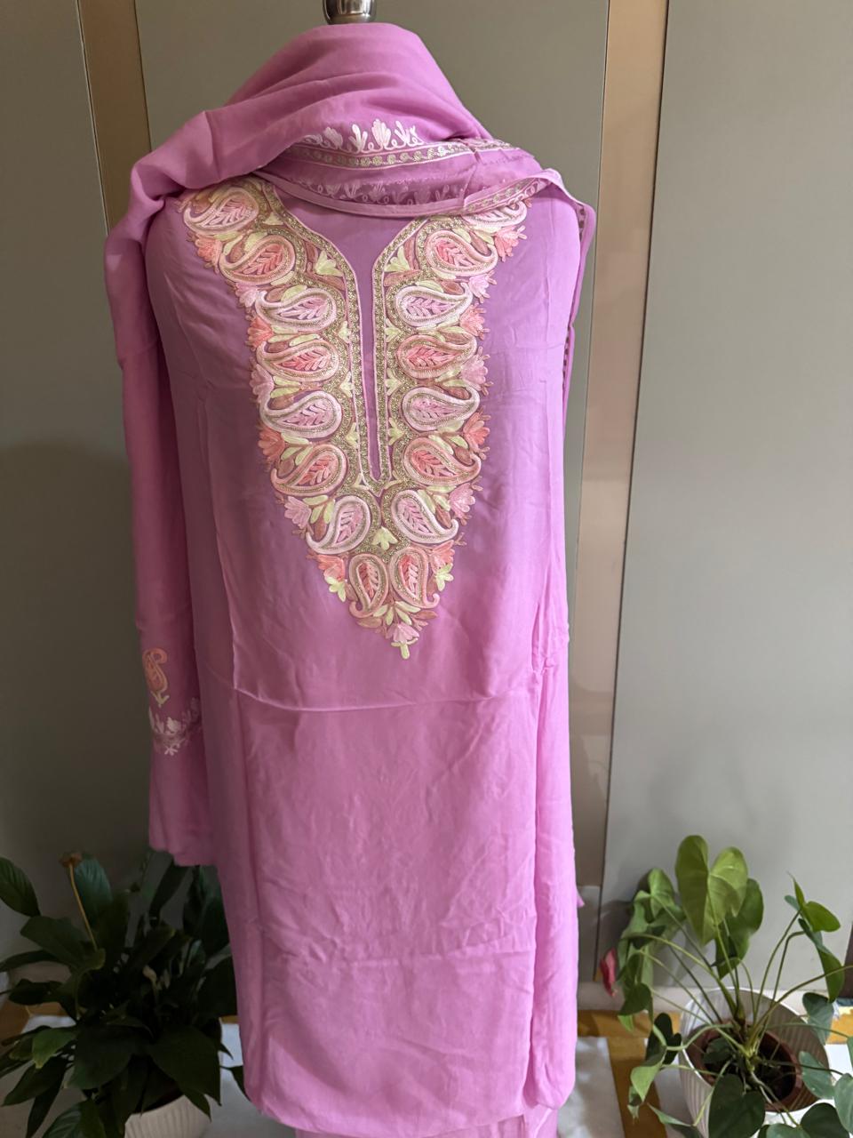 Pink Pure Georgette Full Suit Set