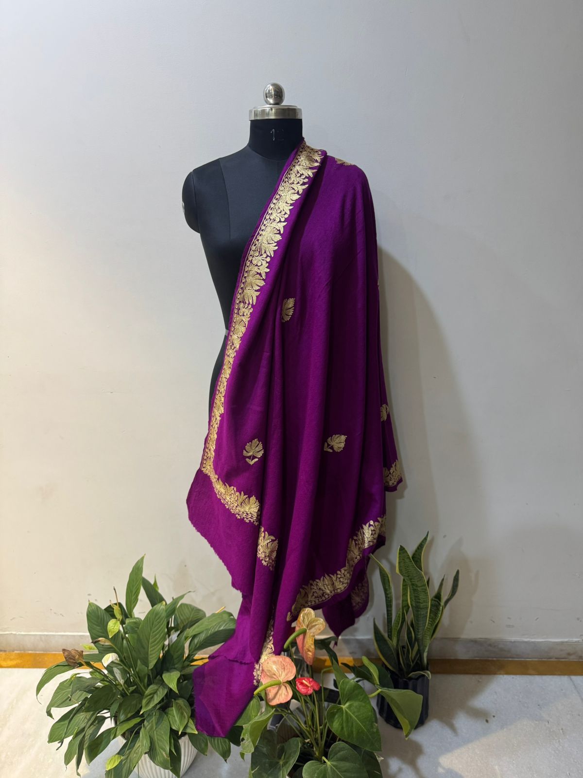 Purple Tilla Embroidery Shawl