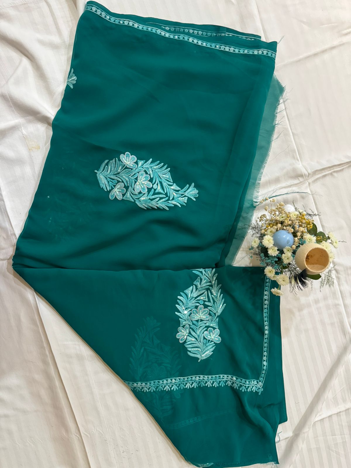 Rama Green Georgette Saree