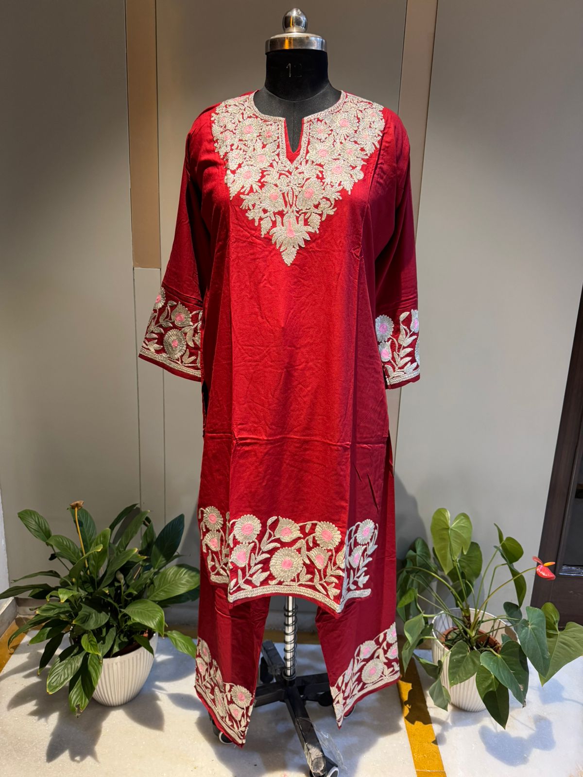 Red Cotton Tilla Coord Set