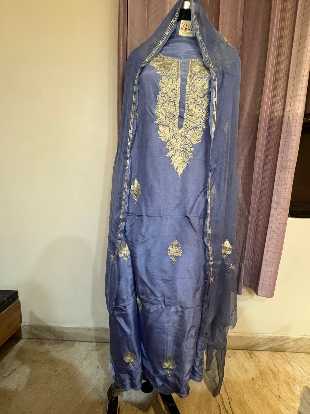 Upada full suit sets (Tilla Embroidery) with pure chiffon duppatta