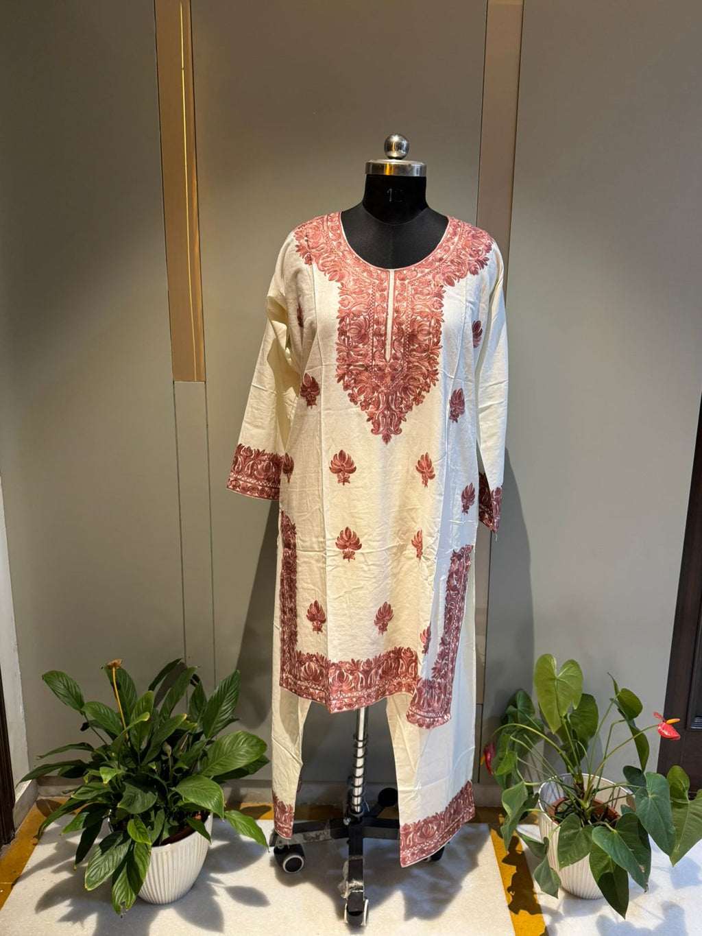 White Cotton Ari Handwork Coord Set