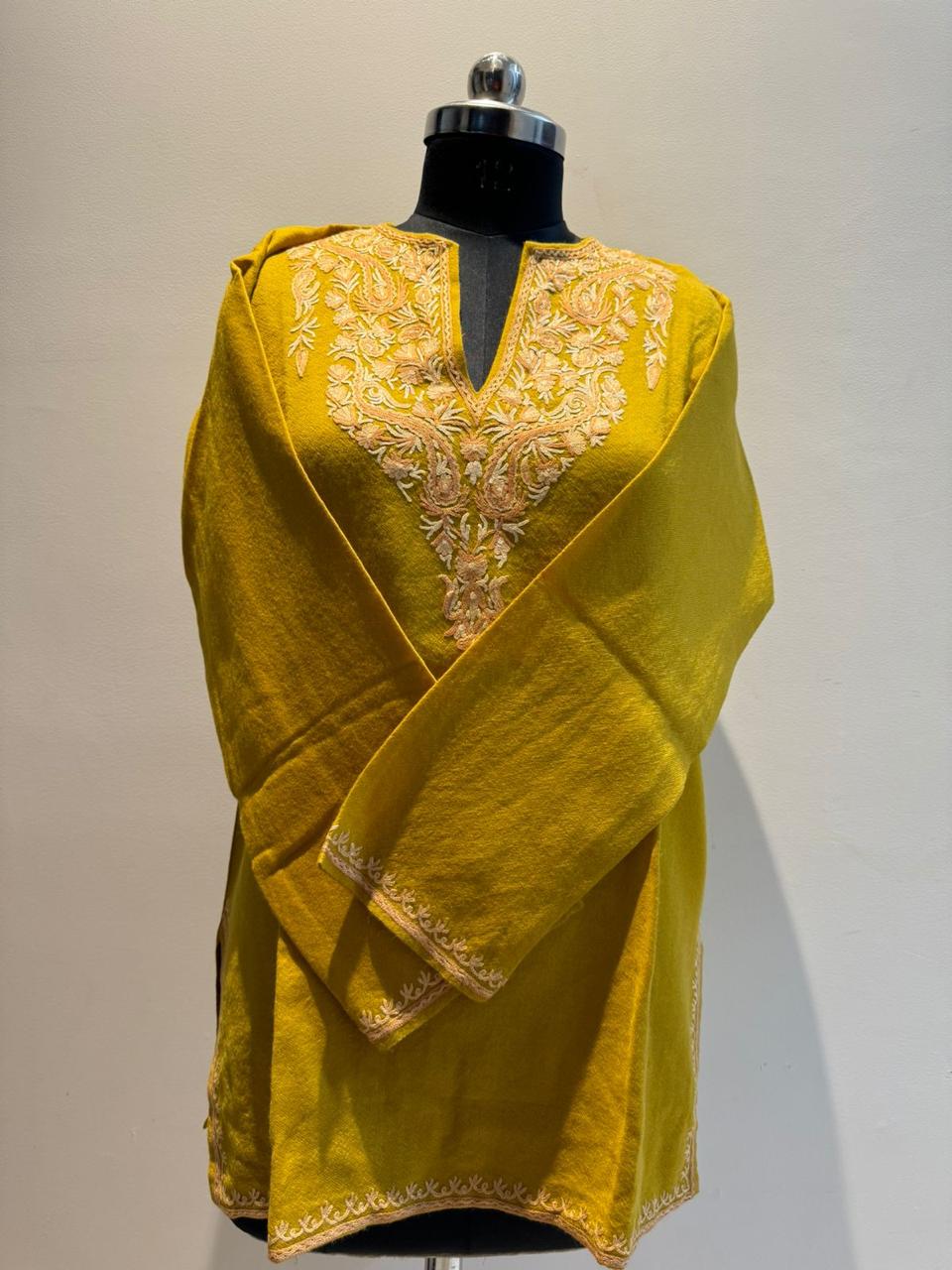Yellow Ari Woollen Kurti